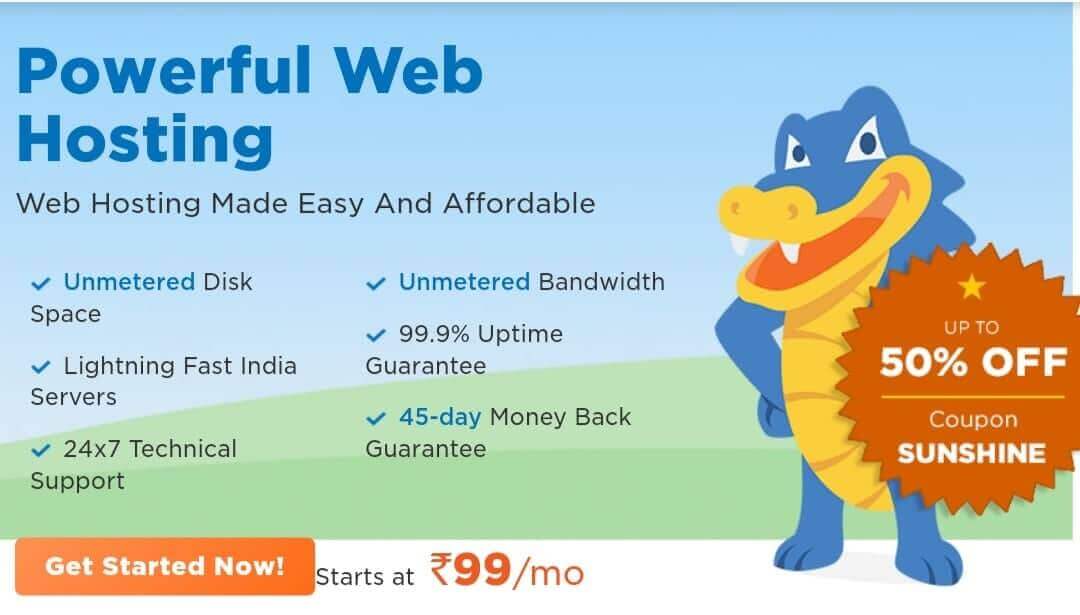 hostgator web hosting offer hindi