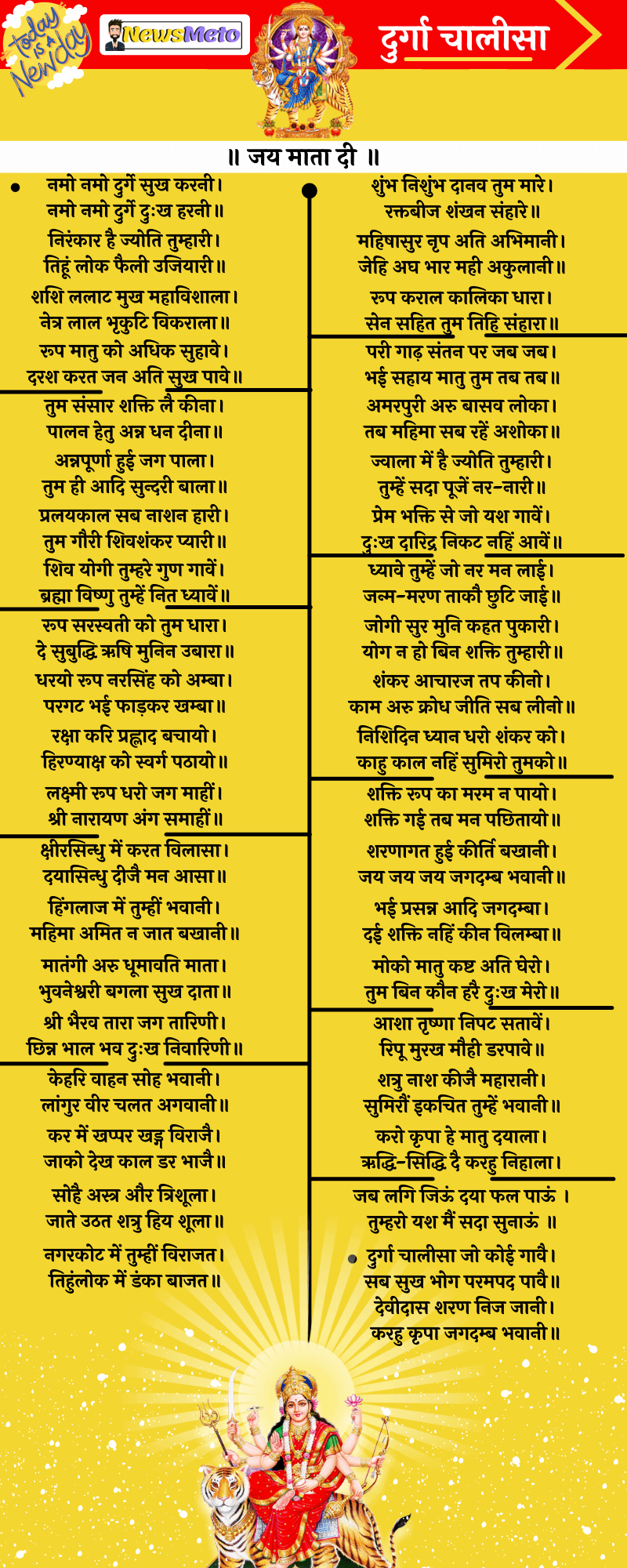 Durga Chalisa Lyrics Hindi infographic photo