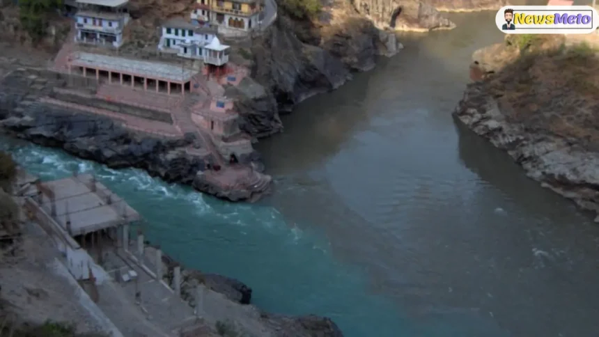 two rivers bhagirathi and alaknanda join at the place shown in the image.