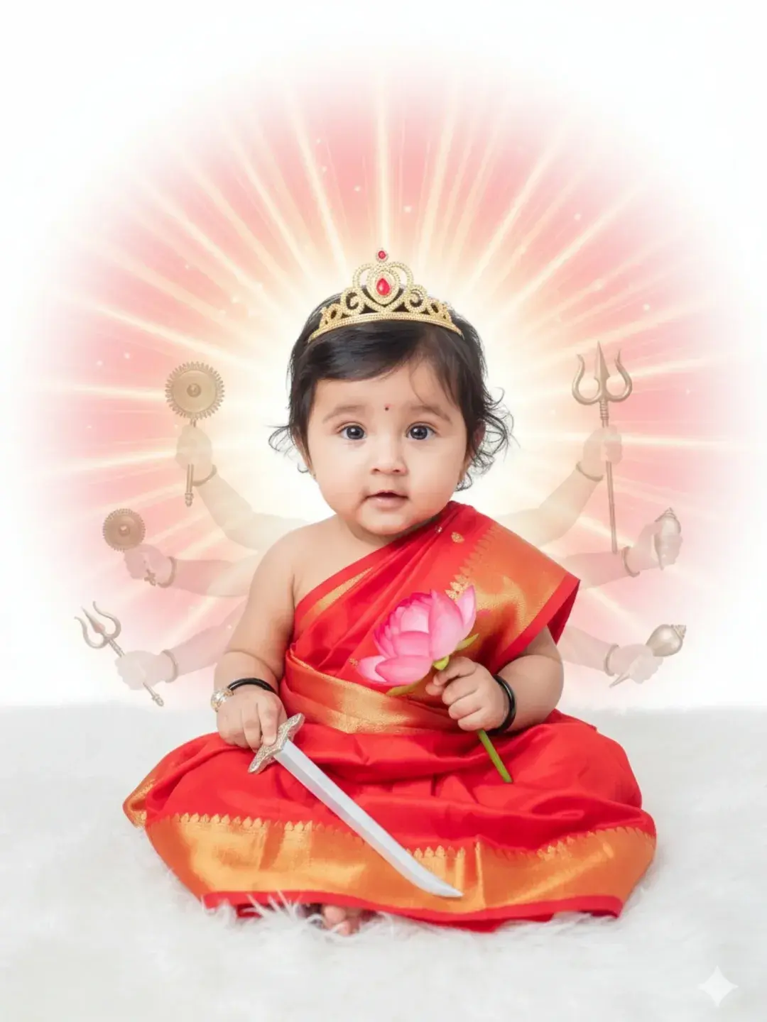 Katyayani Mata Photo Gemini Prompt For Baby Girls Navratri